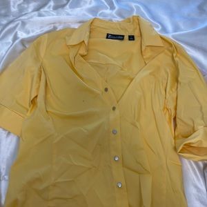 Yellow button down business shirt